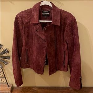 Express Suede Maroon Moto Jacket